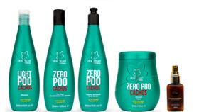 Clorofitum Zero Poo Shampoo e Co-Wash e Ativador de Cachos e Máscara e Cauterizador35 ml