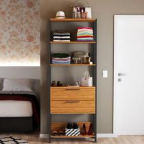 Closet 2 Gavetas 100% Mdf Barcelona Marrom/Preto Fosco - Pnr Móveis Closet 2 Gavetas 100% Mdf Barcelona Marrom/Preto Fosco - Pnr Móveis