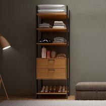 Closet 2 Gavetas 4 Prateleiras 100% Mdf Tw401 Freijó/Preto Fosco - Dalla Costa Closet 2 Gavetas 4 Prateleiras 100% Mdf Tw401 Freijó/Preto Fosco - Dalla Costa