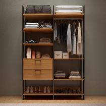 Closet 2 Gavetas 8 Prateleiras 100% Mdf Tw403 Freijó/Preto Fosco - Dalla Costa Closet 2 Gavetas 8 Prateleiras 100% Mdf Tw403 Freijó/Preto Fosco - Dalla Costa