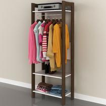 Closet 3 Prateleiras 1 Cabideiro Branco/Nogal Az1029 - Tecno Mobili