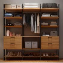 Closet 4 Gavetas 12 Prateleiras 100% Mdf Tw404 Freijó/Preto Fosco - Dalla Costa Closet 4 Gavetas 12 Prateleiras 100% Mdf Tw404 Freijó/Preto Fosco - Dalla Costa