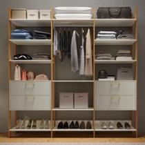 Closet 4 Gavetas Tw404 12 Prateleiras 100% Mdf Off White/Freijó - Dalla Costa Closet 4 Gavetas Tw404 12 Prateleiras 100% Mdf Off White/Freijó - Dalla Costa