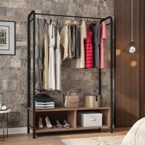 Closet Aberto 118cm Roupeiro Solteiro Kiara Base em Aço Preto Kiara Demolição A04 - D Rossi Closet Aberto 118cm Roupeiro Solteiro Kiara Base em Aço Preto Kiara Demolição A04 - D Rossi