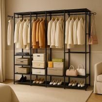 Closet Aberto Casal 4 Colunas Armário e Guarda Roupas Premium Portátil Forte Premium