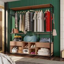 Closet Aberto Duna 2 Gavetas 2 Prateleiras Aço 171CM Preto D'Rossi