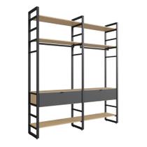 Closet Aberto Duplo com 2 Gavetas Herval Valence, Cedro/Grafite Closet Aberto Duplo com 2 Gavetas Herval Valence, Cedro/Grafite