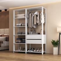 Closet Aberto Modulado Arara Organizadora Com Cabideiro 135cm Allegra Multimóveis Mp4389 Branco