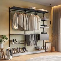 Closet Aberto Modulado Casal 205cm Eminence Preto Closet Aberto Modulado Casal 205cm Eminence Preto