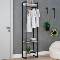 Closet Arara 3 Prateleiras Branco Chess/Preto 19219 - Compace Closet Arara 3 Prateleiras Branco Chess/Preto 19219 - Compace