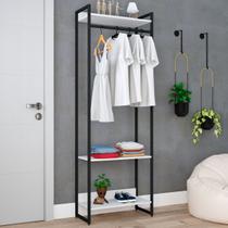 Closet Arara 3 Prateleiras Branco Chess/Preto 19223 - Compace Closet Arara 3 Prateleiras Branco Chess/Preto 19223 - Compace