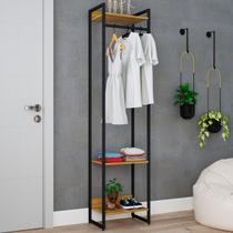 Closet Arara 3 Prateleiras Lâmina Mel/Preto 19219 - Compace Closet Arara 3 Prateleiras Lâmina Mel/Preto 19219 - Compace