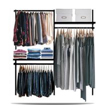Closet arara aramado trilho parede super resistente moderno 1,90m Closet arara aramado trilho parede super resistente moderno 1,90m