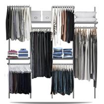 Closet arara aramado trilho parede super resistente moderno 2,50m Closet arara aramado trilho parede super resistente moderno 2,50m