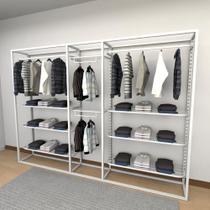 Closet araras, guarda roupas aberto industrial com 13 peças branco fdbrb365