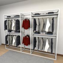 Closet araras, guarda roupas aberto industrial com 23 peças branco fdbrb393