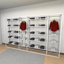 Closet araras, guarda roupas aberto industrial com 24 peças branco fdbrb537