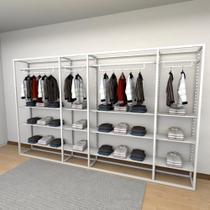 Closet araras, guarda roupas aberto industrial com 44 peças branco fdbrb564