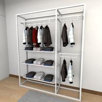 Closet araras, guarda roupas aberto industrial com 8 peças branco fdbrb258