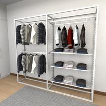 Closet araras, guarda roupas aberto industrial com 8 peças branco fdbrb55