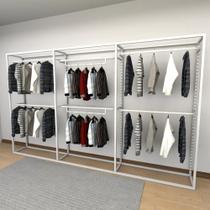 Closet araras, guarda roupas aberto industrial com 9 peças branco fdbrb142