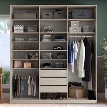 Closet Casal 100% MDF BP 208,5cm 3 Gavetas Sion Bege Closet Casal 100% MDF BP 208,5cm 3 Gavetas Sion Bege