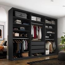 Closet Casal 100% MDF BP 237cm 3 Gavetas Monreale Preto Closet Casal 100% MDF BP 237cm 3 Gavetas Monreale Preto