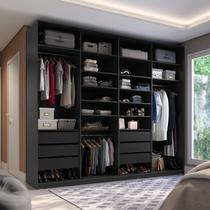 Closet Casal 100% MDF BP 277cm 6 Gavetas Sion Preto