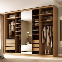 Closet Casal 100% Mdf Bp 277cm com 1 Porta Espelho 6 Gavetas Essen