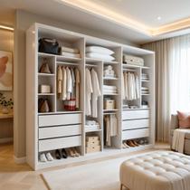 Closet Casal 6 Gavetas 242cm sem Portas Aspen Premium Branco