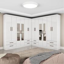 Closet Casal Duplo Lu 12 Portas Com Espelho 8 Gavetas Branco