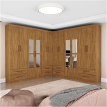 Closet Casal Duplo Lu 12 Portas Com Espelho 8 Gavetas Cinamomo