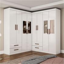 Closet Casal Duplo Lu 8 Portas 4 Gavetas Com Espelho Branco Closet Casal Duplo Lu 8 Portas 4 Gavetas Com Espelho Branco