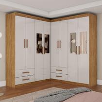 Closet Casal Duplo Lu 8 Portas 4 Gavetas Espelho Cinamomo