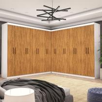 Closet Casal Duplo Rubi Premium 16 Portas 8 Gavetas Branco Cinamomo
