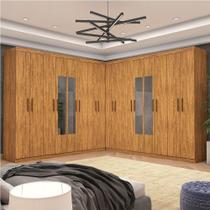 Closet Casal Duplo Rubi Premium 16 Portas C/espelho 8 Gaveta Cinamomo