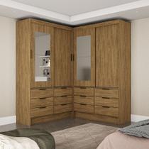 Closet Casal Duplo Sevilha 4 Portas com Espelho 12 Gavetas Carioca Móveis