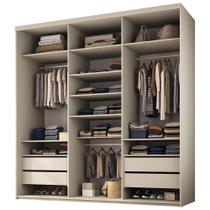 Closet Casal Guarda Roupa Sem Porta 208cm 4 Gavetas MDF Tunísia R02 Bege - Lyam Decor Closet Casal Guarda Roupa Sem Porta 208cm 4 Gavetas MDF Tunísia R02 Bege - Lyam Decor