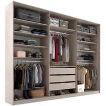 Closet Casal Guarda Roupa Sem Porta 237cm 3 Gavetas MDF Pisa R02 Bege - Lyam Decor
