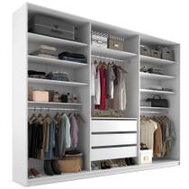Closet Casal Guarda Roupa Sem Porta 237cm 3 Gavetas MDF Pisa R02 Branco - Lyam Decor