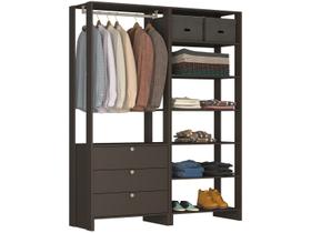 Closet com 1 Cabideiro, 3 Gavetas e 7 Nichos EY102-103 Linha Yes Emovell