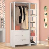 Closet com 1 Cabideiro, 3 Gavetas e 7 Nichos EY102-104 Linha Yes Naturart