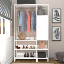 Closet com 1 Cabideiro 6 Prateleiras e 1 Porta 120cm Branco Lilies Móveis