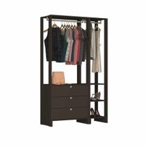 Closet com 2 Cabideiros, 3 Gavetas e 4 Nichos EY102-105 Linha Yes Naturart