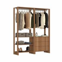 Closet com 2 Cabideiros, 3 Gavetas e 4 Prateleiras EY101-102 Linha Yes Naturart