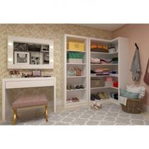 Closet Completo Modulado 2 Armários e Penteadeira com Espelho Camarim Mia Espresso Móveis Branco
