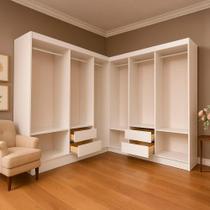 Closet Duplo Lisboa Multiuso Branco MDP 4 Gavetas 6 Cabideiros 9 Nichos Sala Quarto Evidência Móveis Closet Duplo Lisboa Multiuso Branco MDP 4 Gavetas 6 Cabideiros 9 Nichos Sala Quarto Evidência Móveis