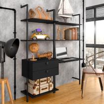Closet Estilo Industrial Siena 2 Gaveta Preto Fosco - Móveis Arapongas