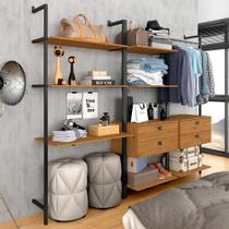Closet Estilo Industrial Siena 4 Gav Preto/cinamomo - Móveis Arapongas