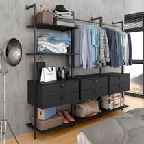 Closet Estilo Industrial Siena 6 Gav Preto Fosco - Móveis Arapongas - A Móveis Arapongas